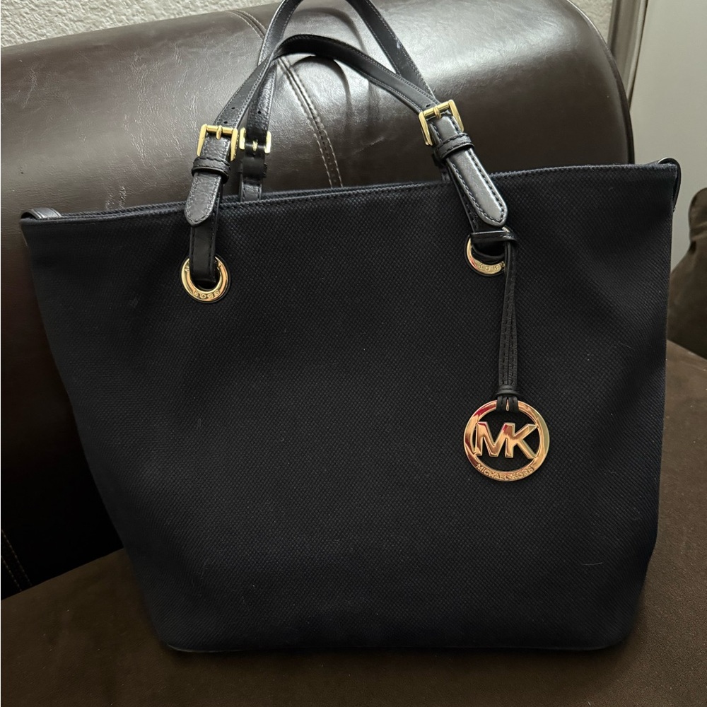 Michael Kors Black Canvas Tote Bag